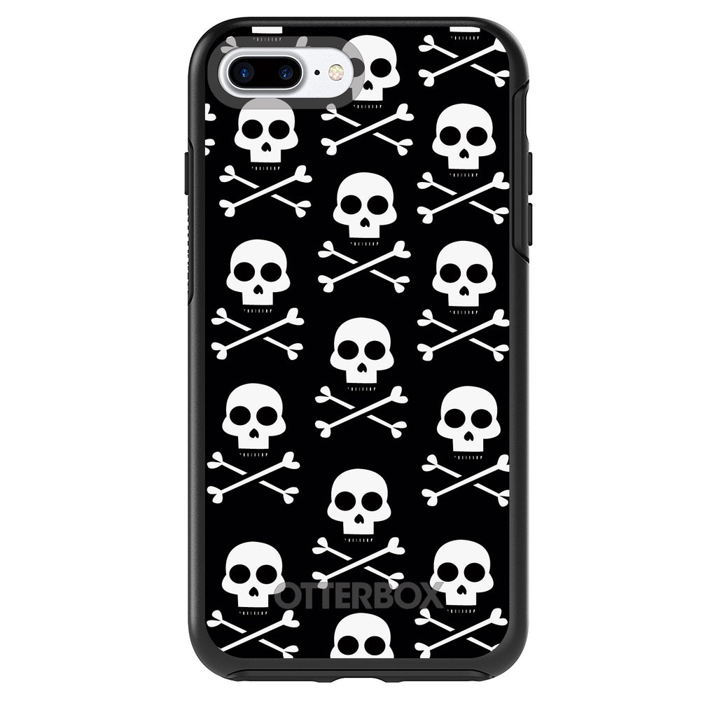 Black White Skulls Pattern OtterBox Symmetry Case for iPhone & Galaxy, view 2