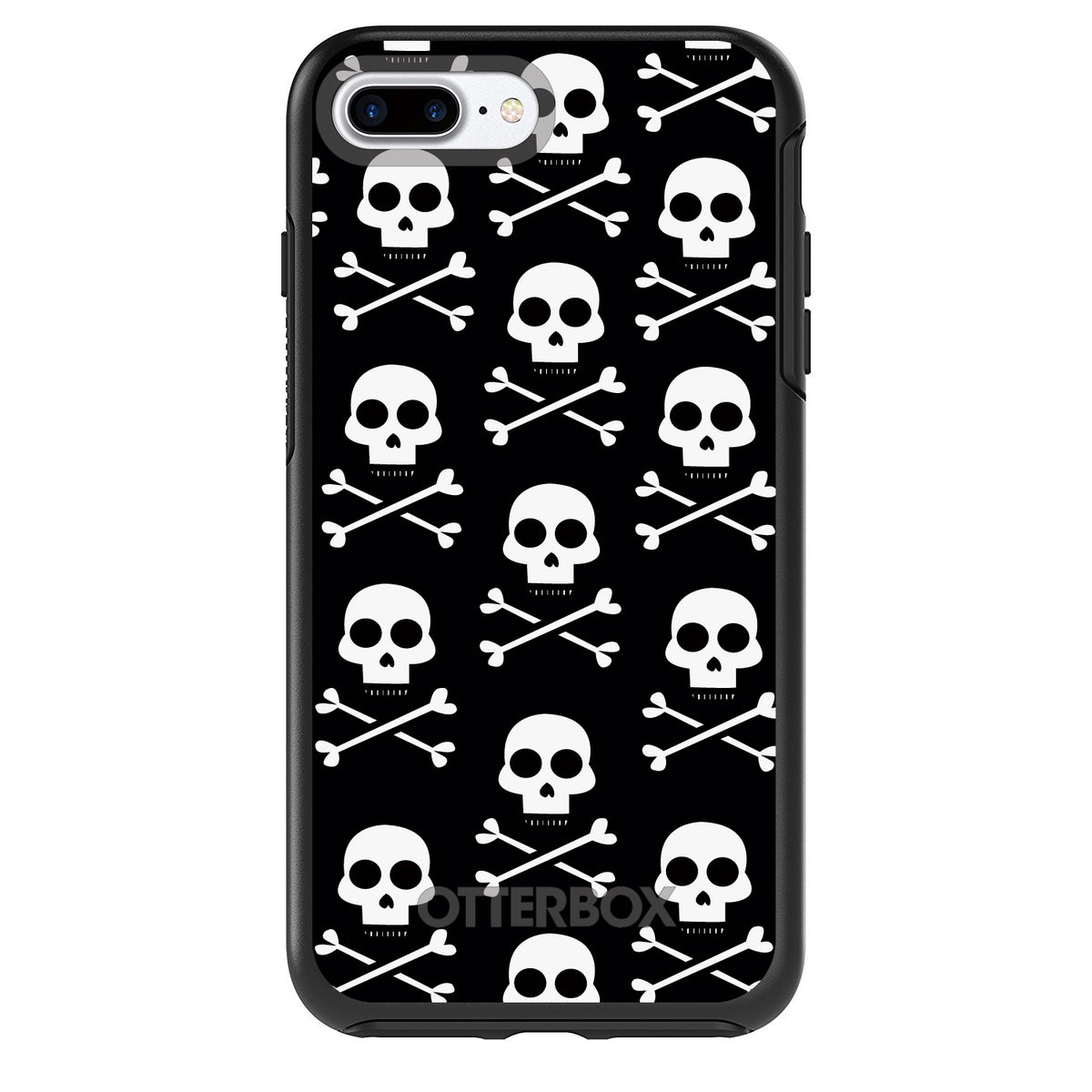 Black White Skulls Pattern OtterBox Symmetry Case for iPhone & Galaxy, view 2
