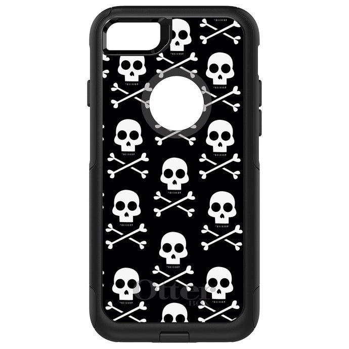 DistinctInk OtterBox Commuter Series Case for Apple iPhone or Samsung Galaxy - Black White Skulls Pattern