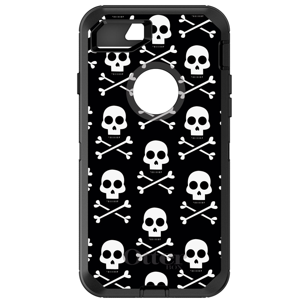 Black White Skulls Pattern OtterBox Defender Case for iPhone & Galaxy