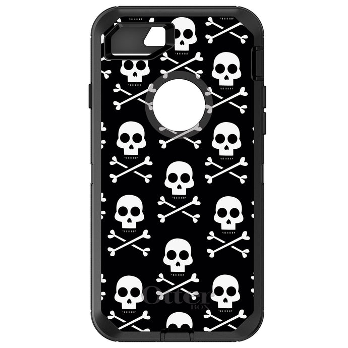 DistinctInk™ OtterBox Defender Series Case for Apple iPhone / Samsung Galaxy / Google Pixel - Black White Skulls Pattern