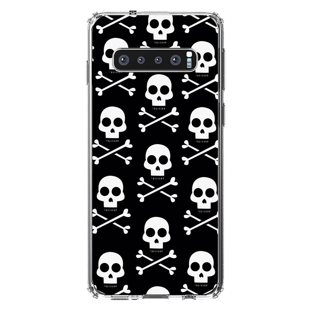 Black White Skulls Pattern Clear Shockproof iPhone Case, view 16