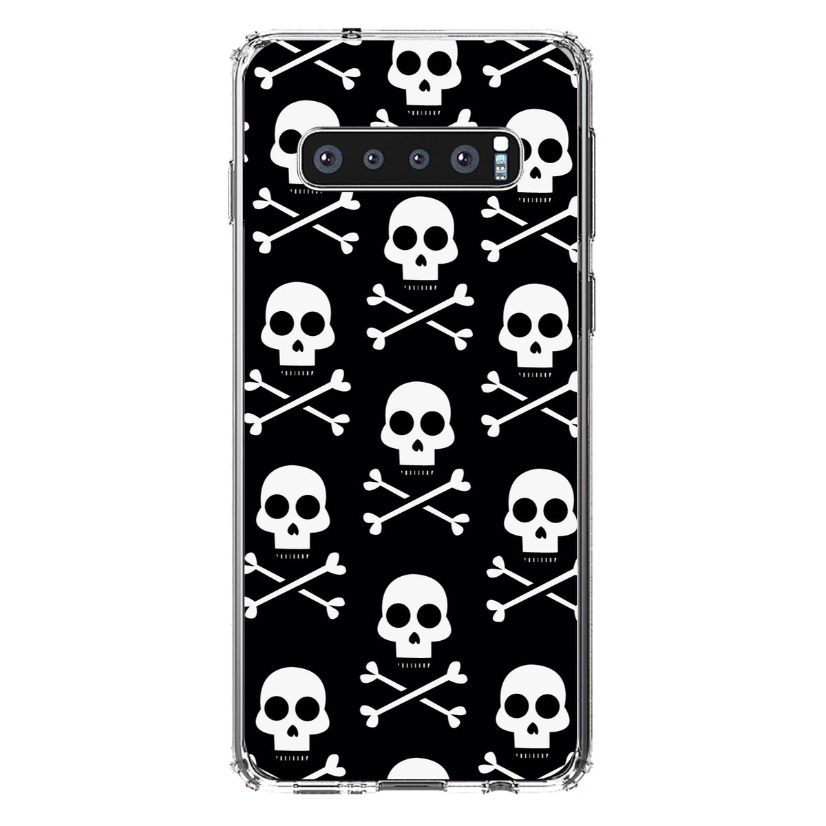 Black White Skulls Pattern Clear Shockproof iPhone Case, view 16
