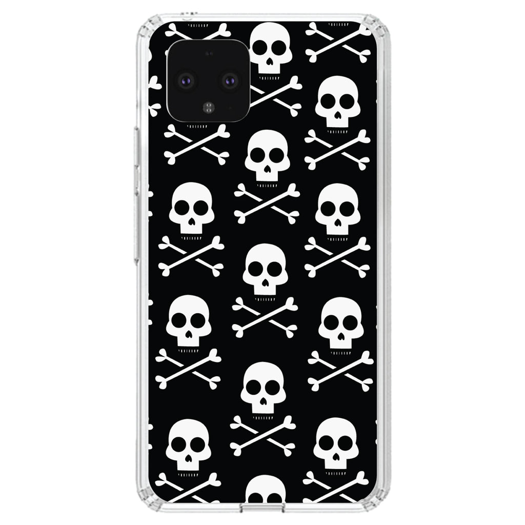 Black White Skulls Pattern Clear Shockproof iPhone Case, view 24