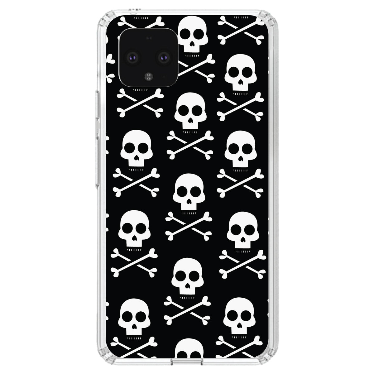 Black White Skulls Pattern Clear Shockproof iPhone Case, view 24