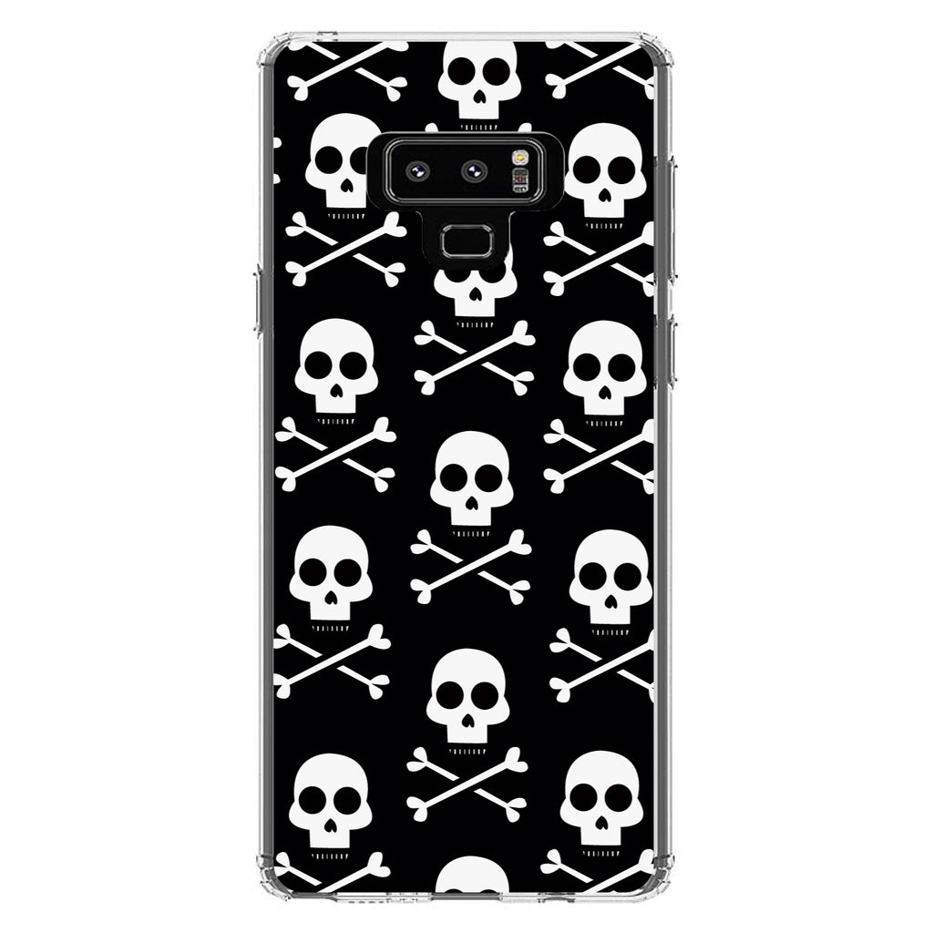 Black White Skulls Pattern Clear Shockproof iPhone Case, view 11