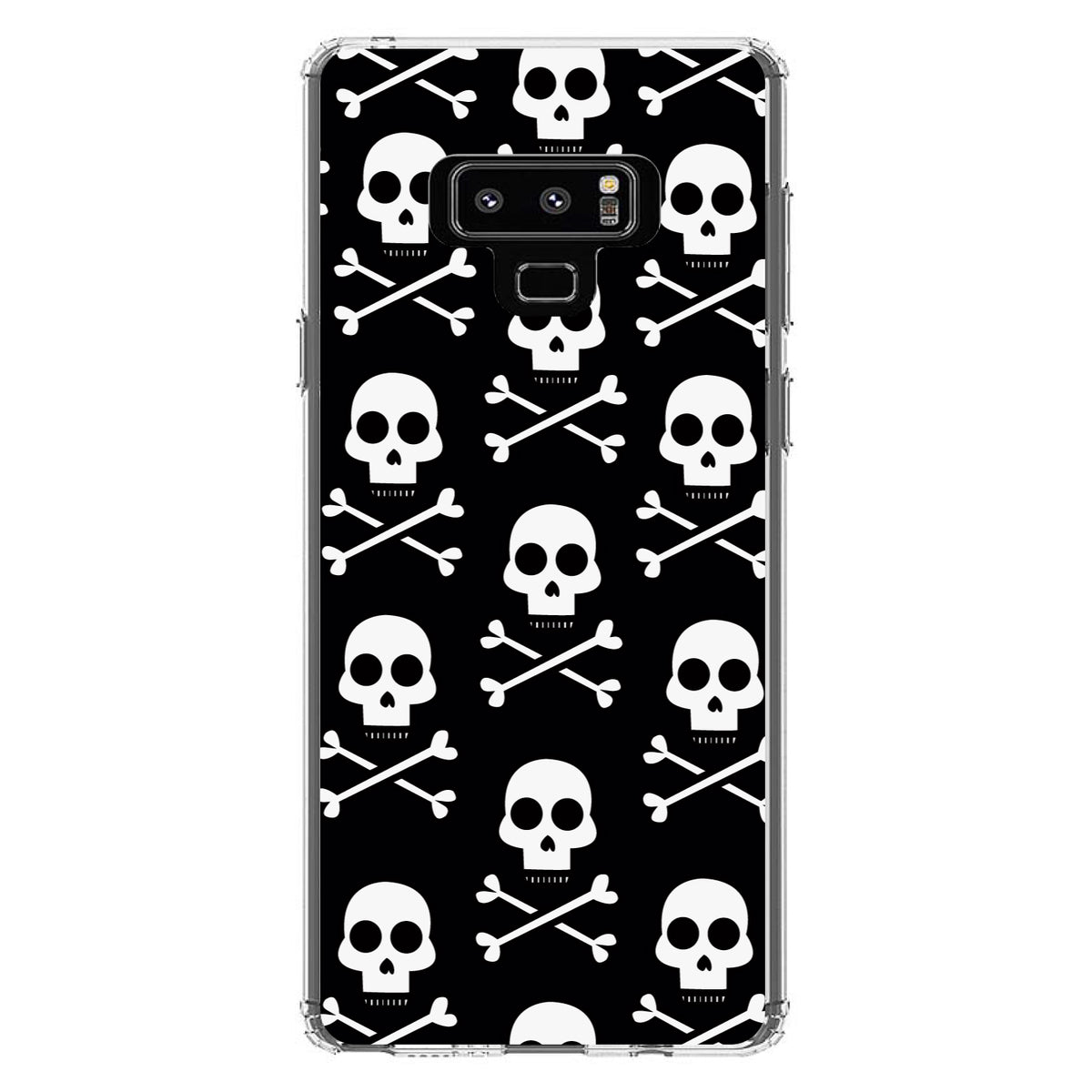 Black White Skulls Pattern Clear Shockproof iPhone Case, view 11
