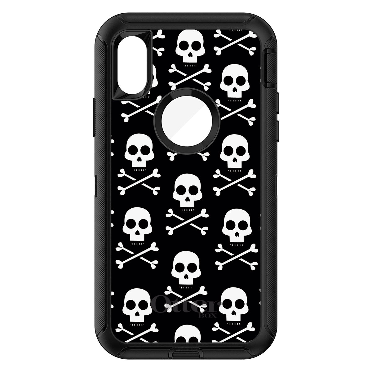 Black White Skulls Pattern OtterBox Defender Case for iPhone & Galaxy, view 3