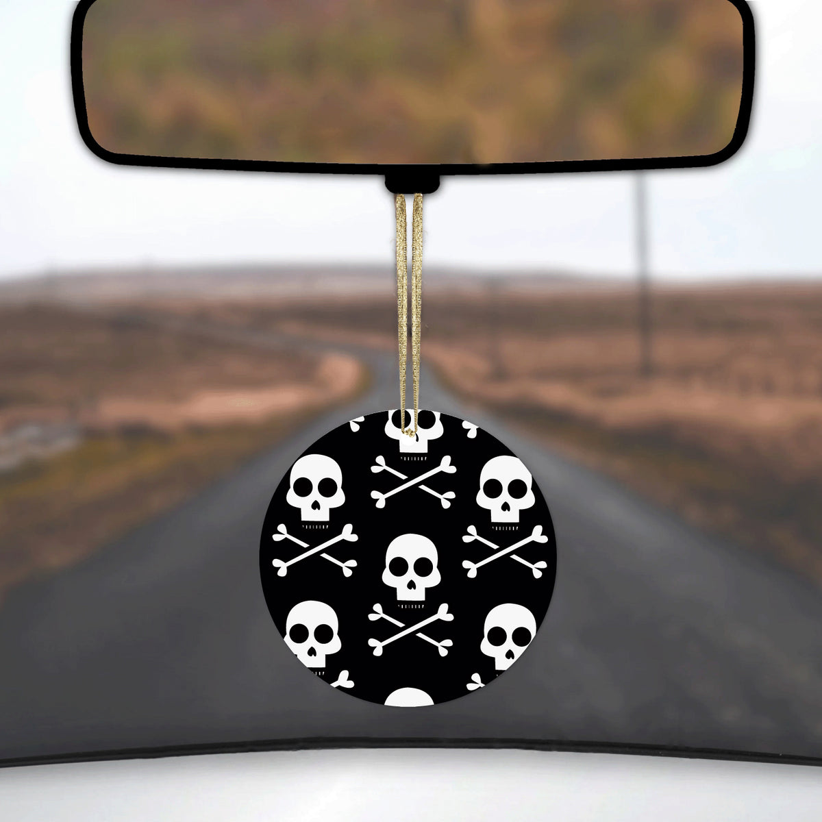 Black White Skulls Pattern Ceramic Ornament, view 3