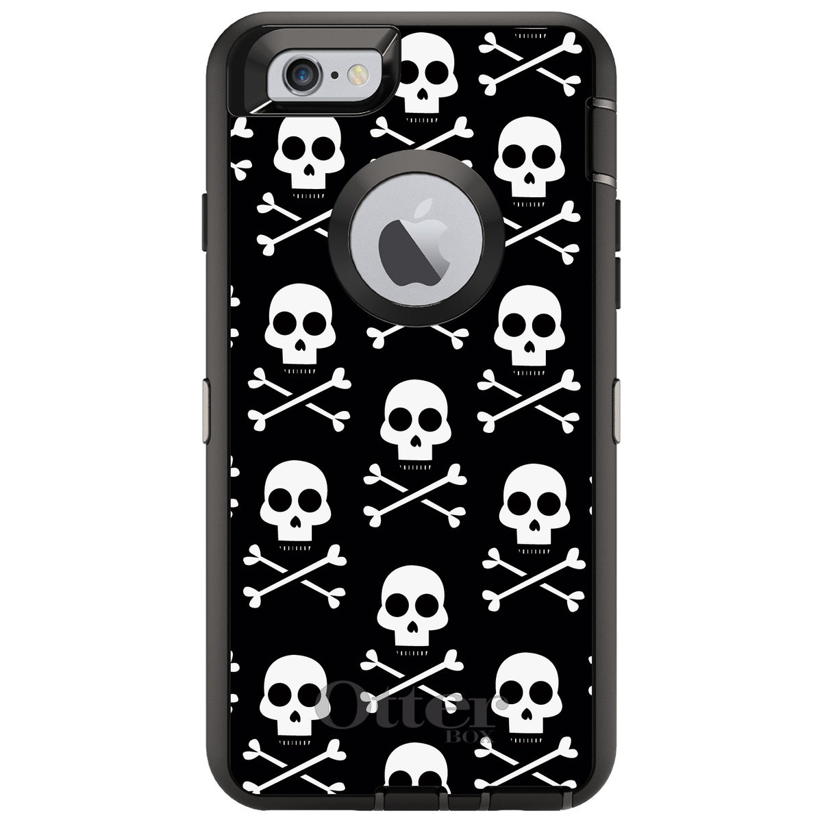 Black White Skulls Pattern OtterBox Defender Case for iPhone & Galaxy, view 4