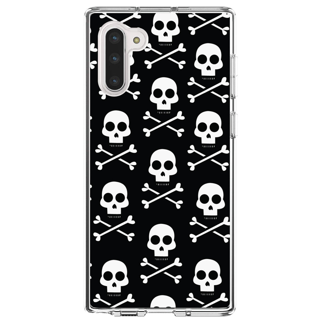 Black White Skulls Pattern Clear Shockproof iPhone Case, view 9