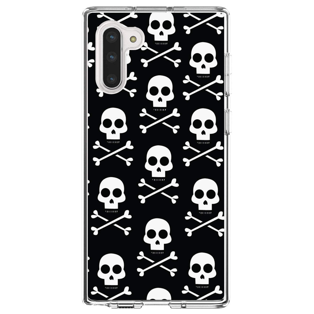 Black White Skulls Pattern Clear Shockproof iPhone Case, view 9