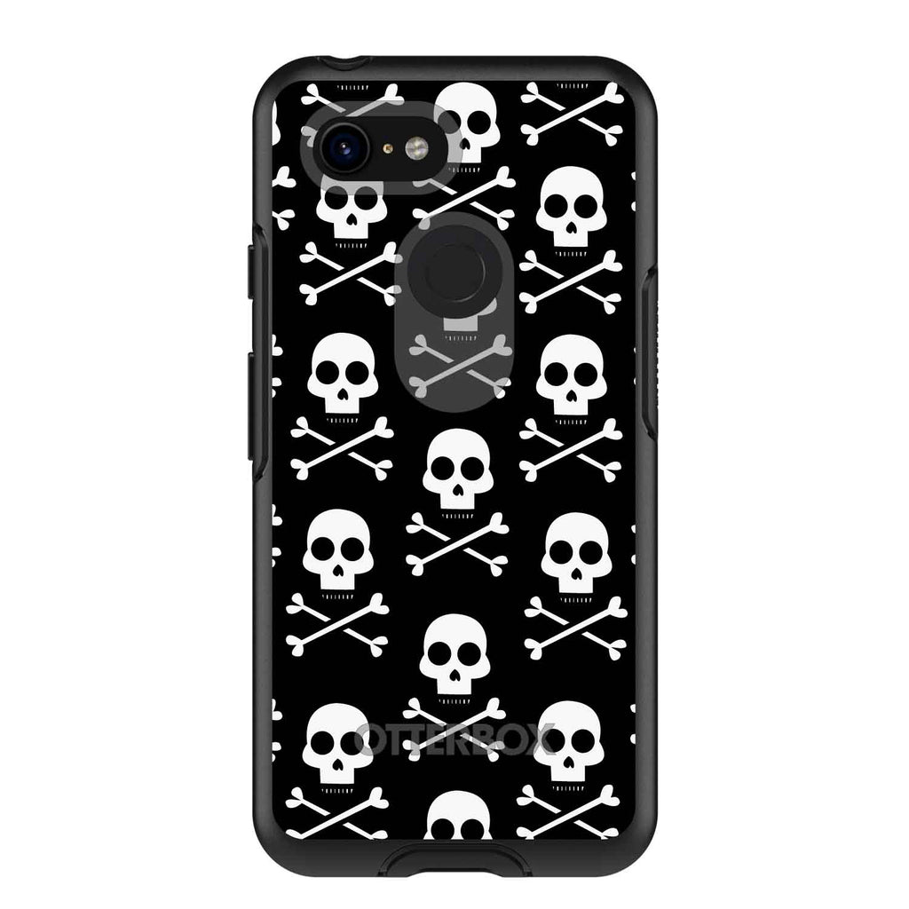 Black White Skulls Pattern OtterBox Symmetry Case for iPhone & Galaxy, view 15