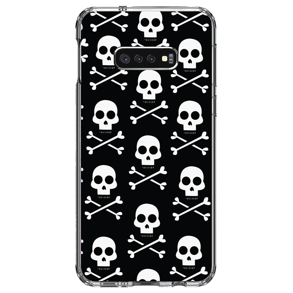 Black White Skulls Pattern Clear Shockproof iPhone Case, view 18