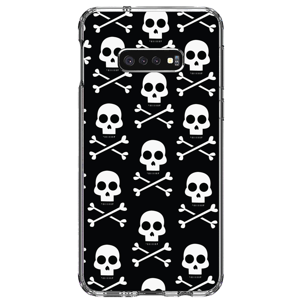 Black White Skulls Pattern Clear Shockproof iPhone Case, view 18