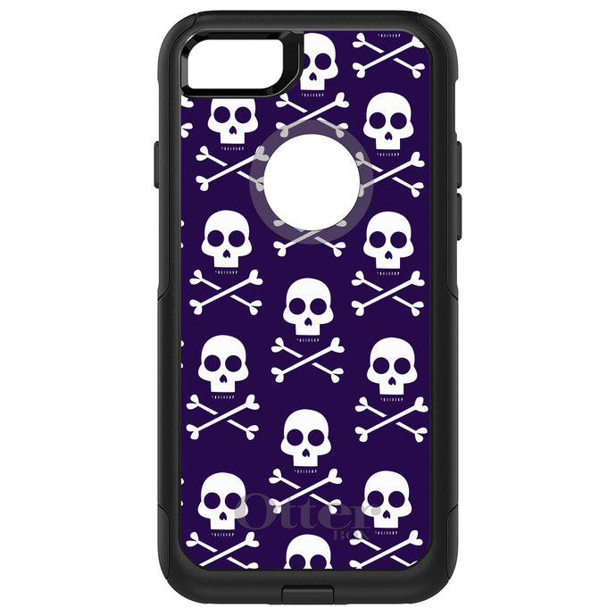 DistinctInk OtterBox Commuter Series Case for Apple iPhone or Samsung Galaxy - Purple White Skulls Pattern