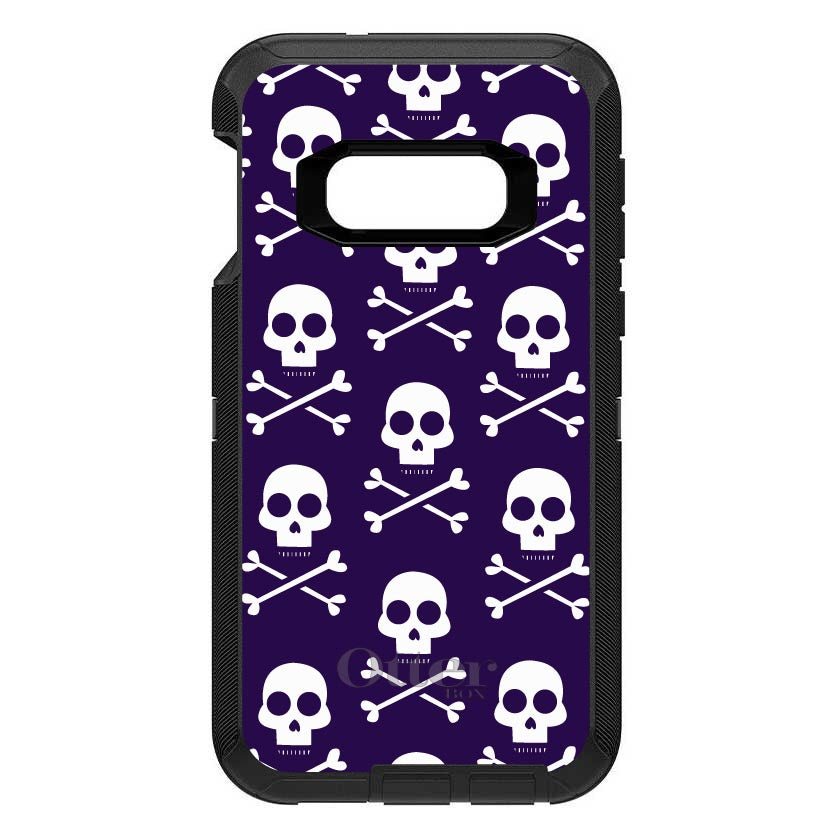 Purple White Skulls Pattern OtterBox Defender Case for iPhone & Galaxy, view 10
