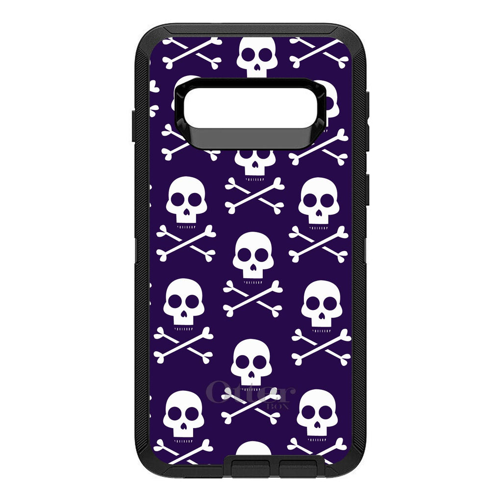 Purple White Skulls Pattern OtterBox Defender Case for iPhone & Galaxy, view 9