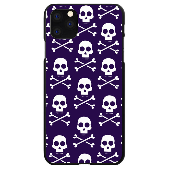 DistinctInk® Hard Plastic Snap-On Case for Apple iPhone or Samsung Galaxy - Purple White Skulls Pattern