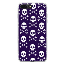DistinctInk® Clear Shockproof Hybrid Case for Apple iPhone / Samsung Galaxy / Google Pixel - Purple White Skulls Pattern