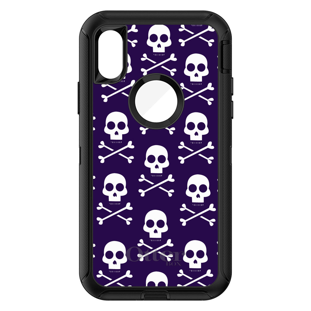 Purple White Skulls Pattern OtterBox Defender Case for iPhone & Galaxy, view 3