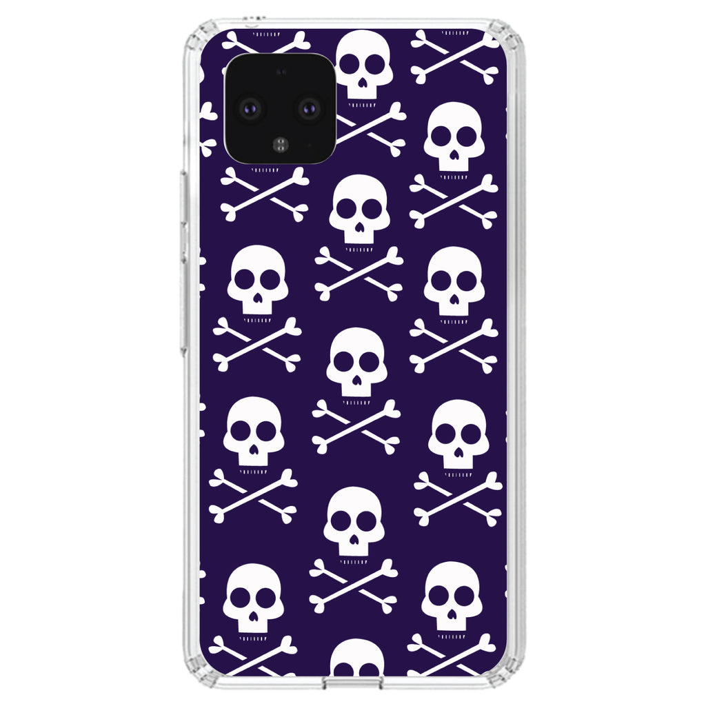 Purple White Skulls Pattern Clear Shockproof iPhone Case, view 23
