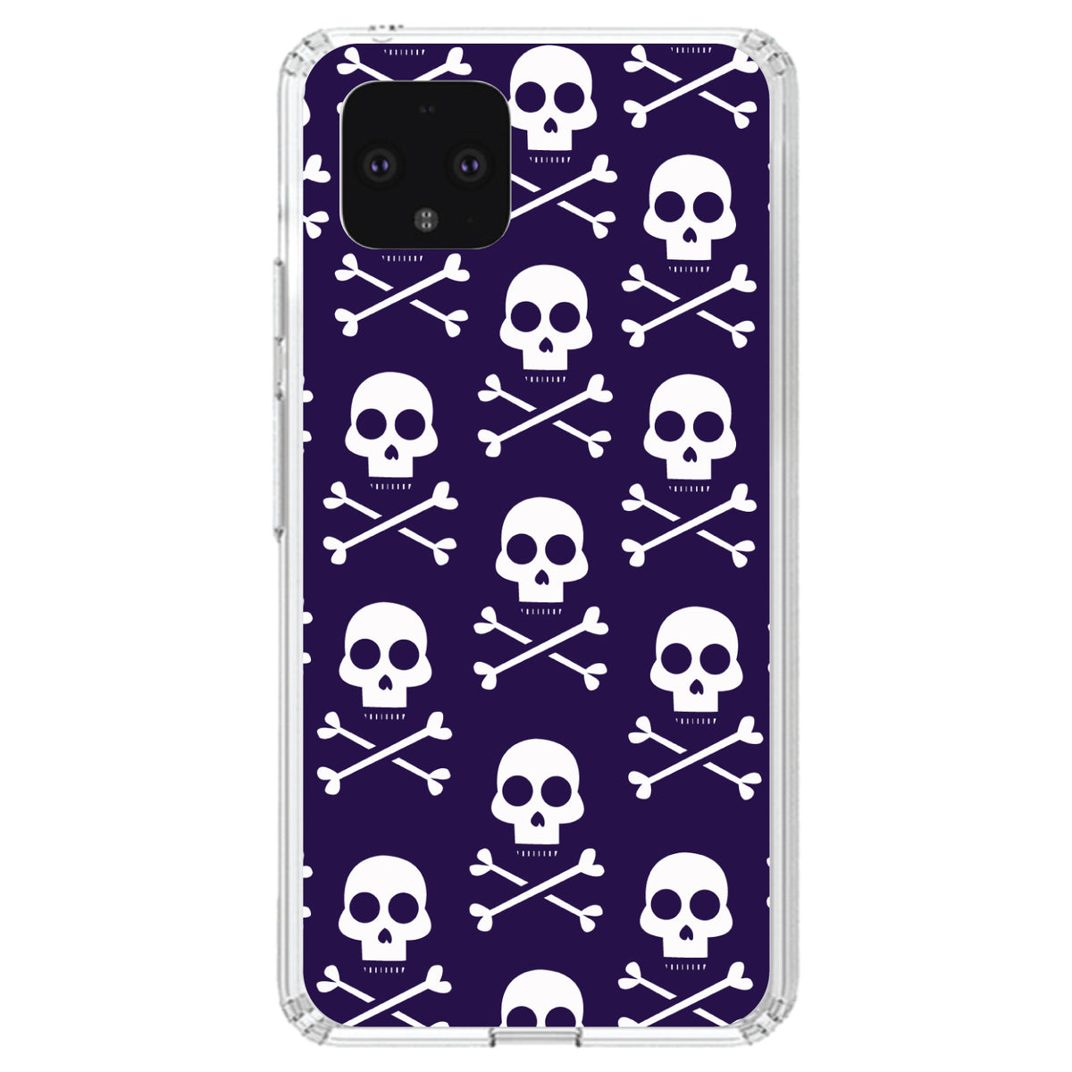 Purple White Skulls Pattern Clear Shockproof iPhone Case, view 23