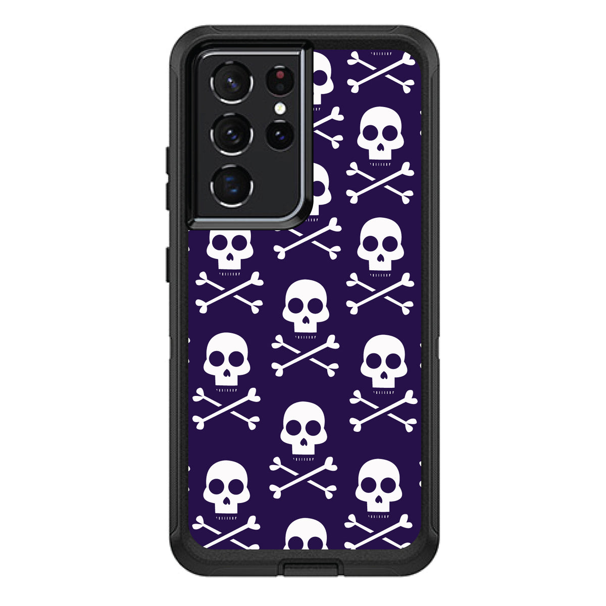 Purple White Skulls Pattern OtterBox Defender Case for iPhone & Galaxy, view 7