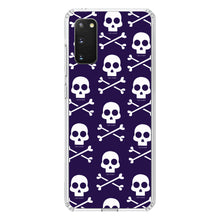 DistinctInk® Clear Shockproof Hybrid Case for Apple iPhone / Samsung Galaxy / Google Pixel - Purple White Skulls Pattern