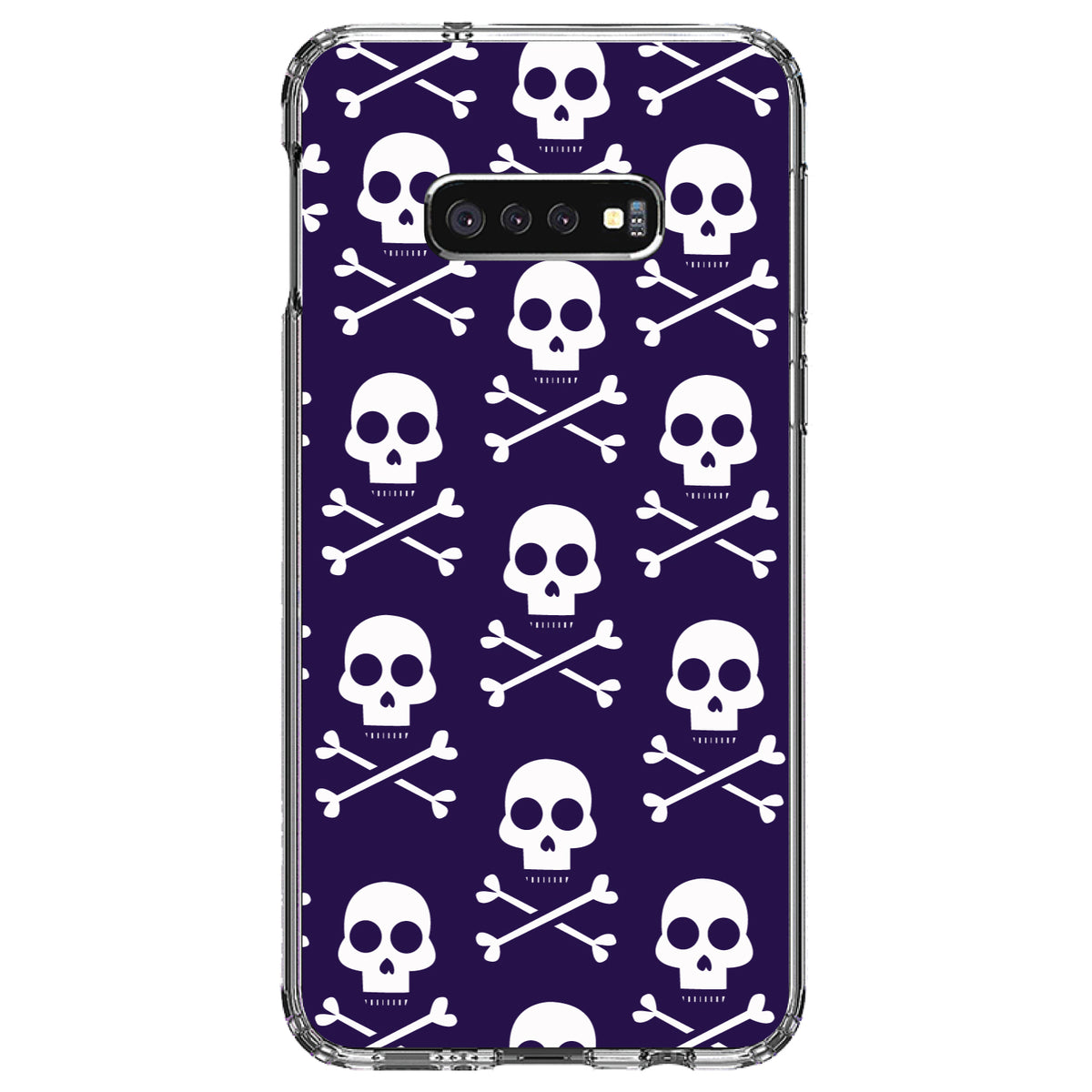 Purple White Skulls Pattern Clear Shockproof iPhone Case, view 18