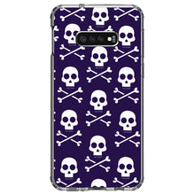 DistinctInk® Clear Shockproof Hybrid Case for Apple iPhone / Samsung Galaxy / Google Pixel - Purple White Skulls Pattern