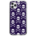 Purple White Skulls Pattern Clear Shockproof iPhone Case