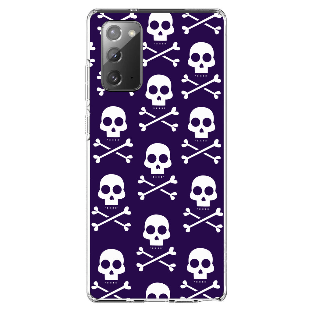 Purple White Skulls Pattern Clear Shockproof iPhone Case, view 7