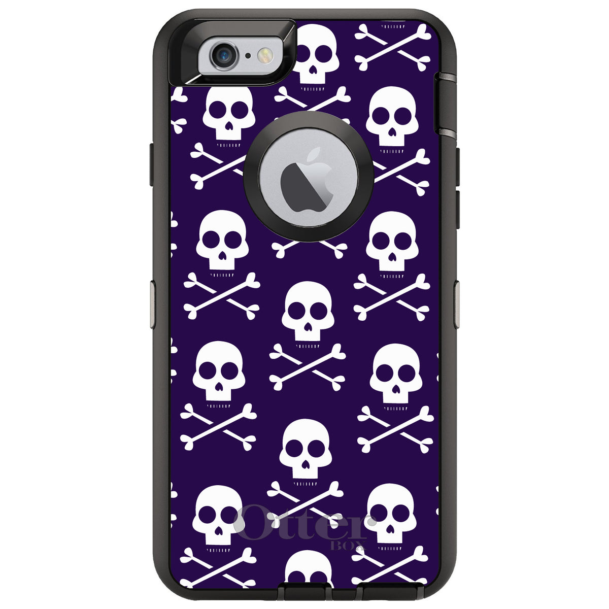 Purple White Skulls Pattern OtterBox Defender Case for iPhone & Galaxy, view 4