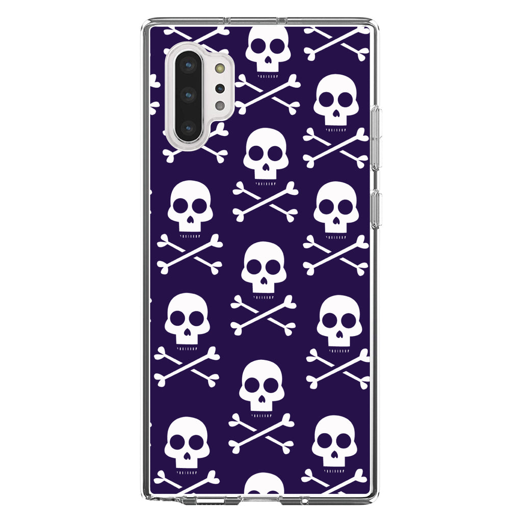 Purple White Skulls Pattern Clear Shockproof iPhone Case, view 10