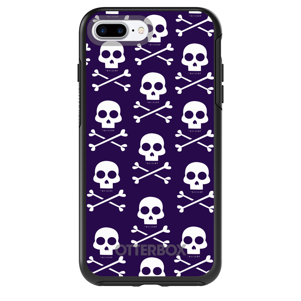Purple White Skulls Pattern OtterBox Symmetry Case for iPhone & Galaxy, view 2