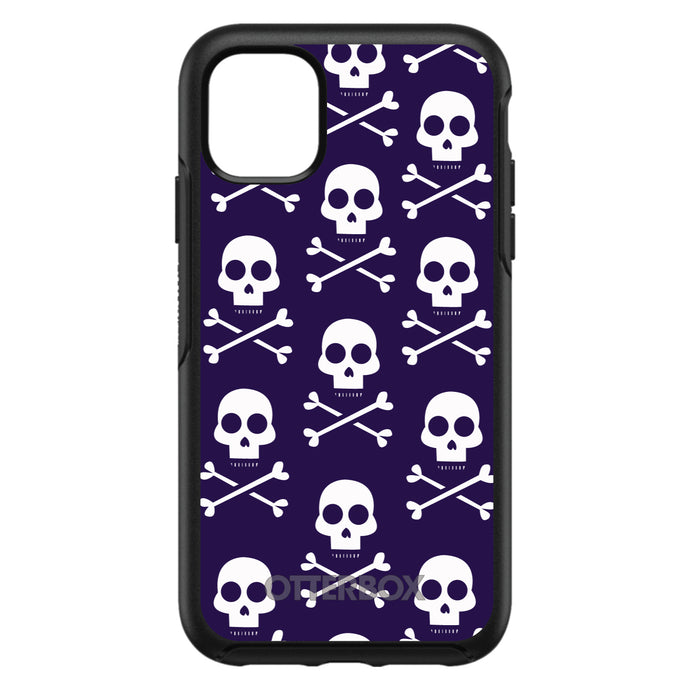 DistinctInk™ OtterBox Symmetry Series Case for Apple iPhone / Samsung Galaxy / Google Pixel - Purple White Skulls Pattern