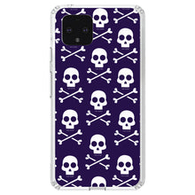 DistinctInk® Clear Shockproof Hybrid Case for Apple iPhone / Samsung Galaxy / Google Pixel - Purple White Skulls Pattern