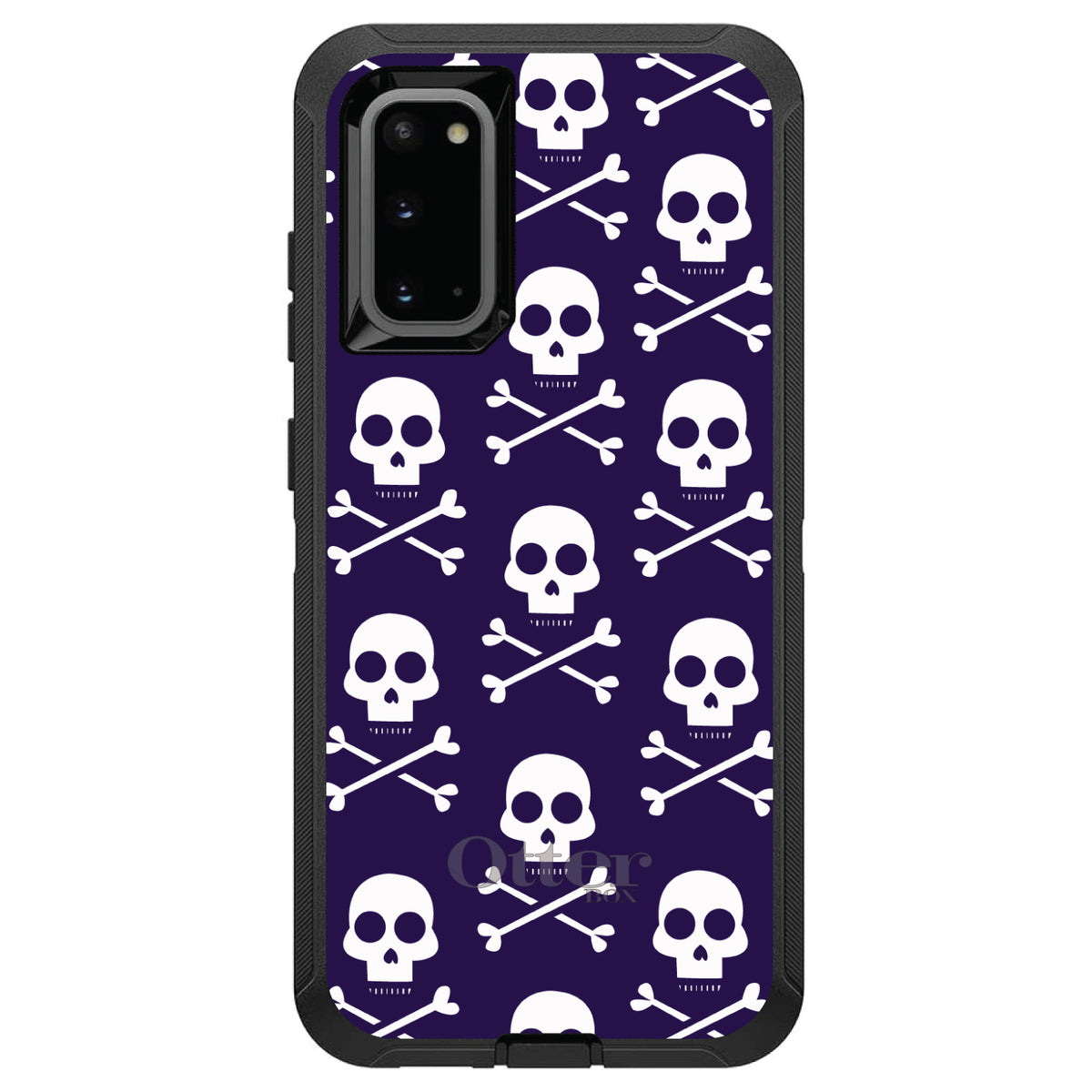 Purple White Skulls Pattern OtterBox Defender Case for iPhone & Galaxy, view 8