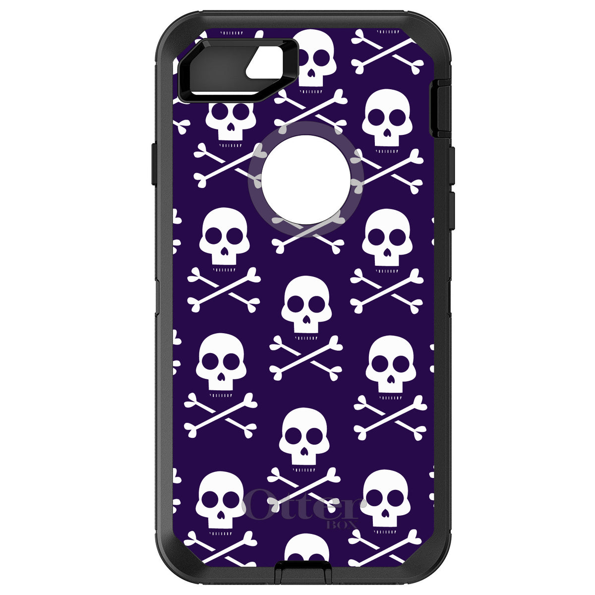 Purple White Skulls Pattern OtterBox Defender Case for iPhone & Galaxy