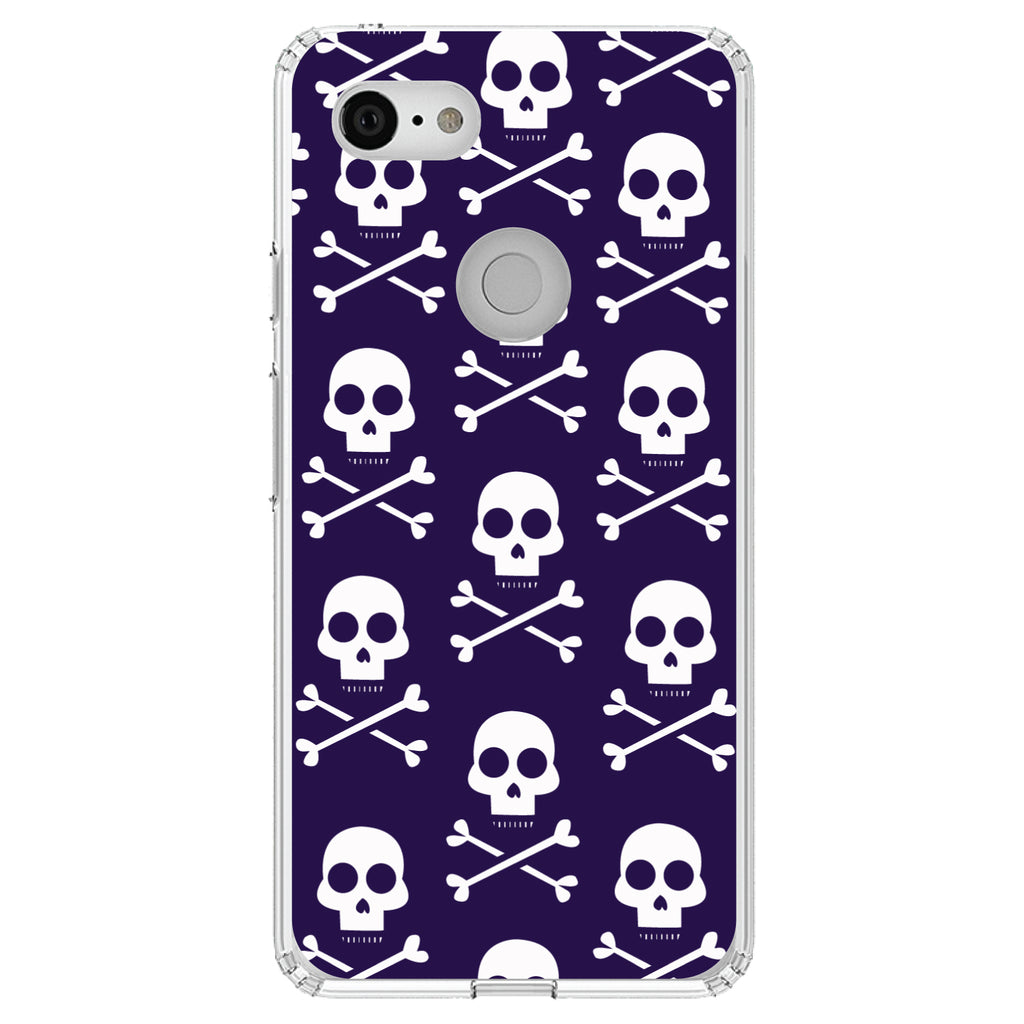 Purple White Skulls Pattern Clear Shockproof iPhone Case, view 22