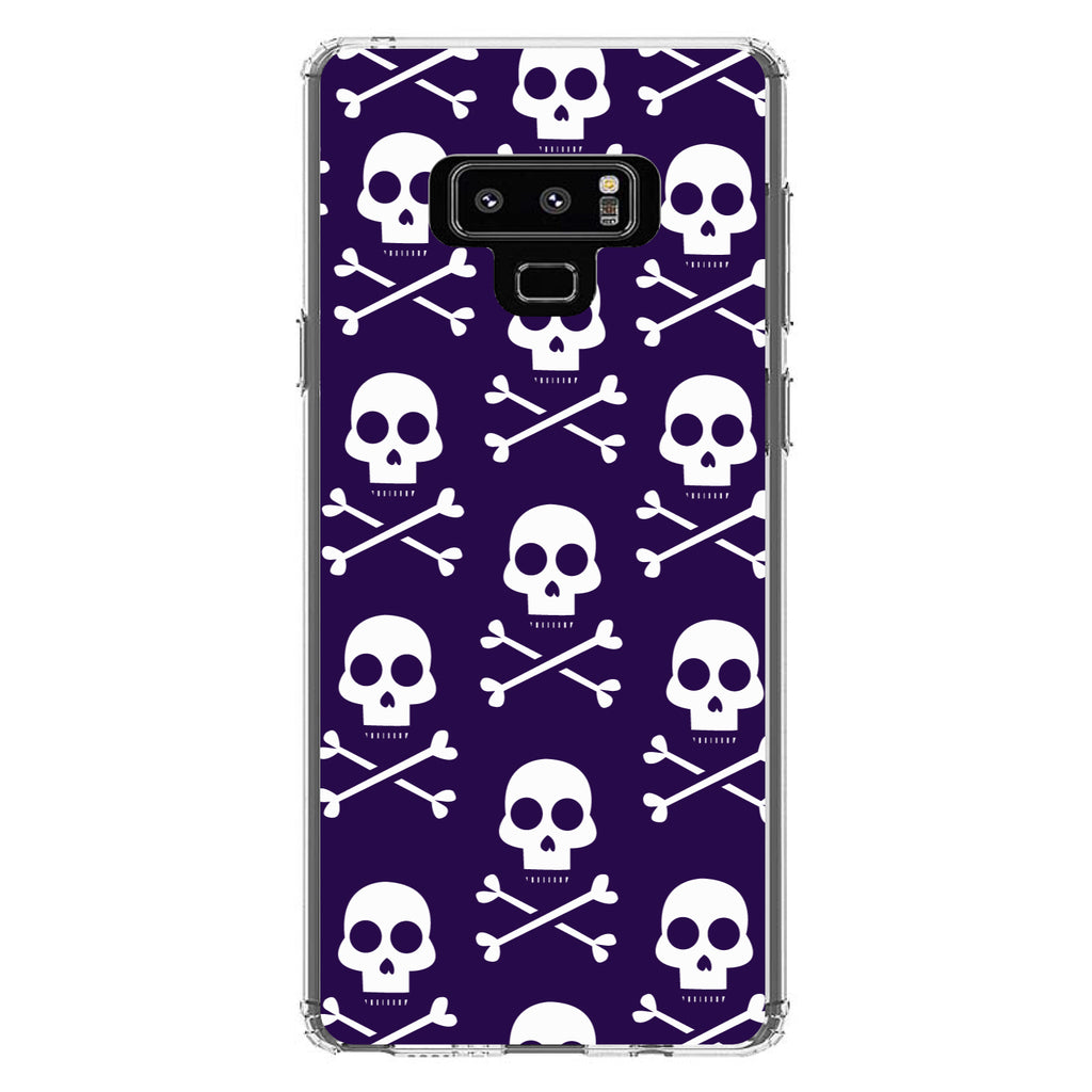 Purple White Skulls Pattern Clear Shockproof iPhone Case, view 11