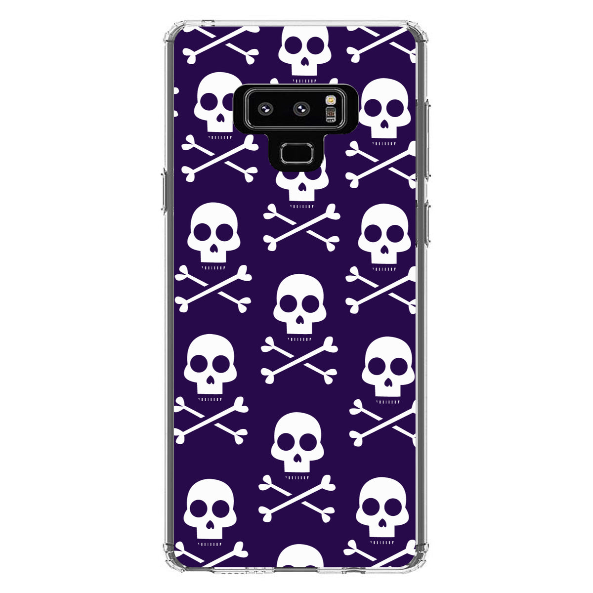 Purple White Skulls Pattern Clear Shockproof iPhone Case, view 11