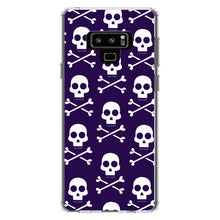 DistinctInk® Clear Shockproof Hybrid Case for Apple iPhone / Samsung Galaxy / Google Pixel - Purple White Skulls Pattern