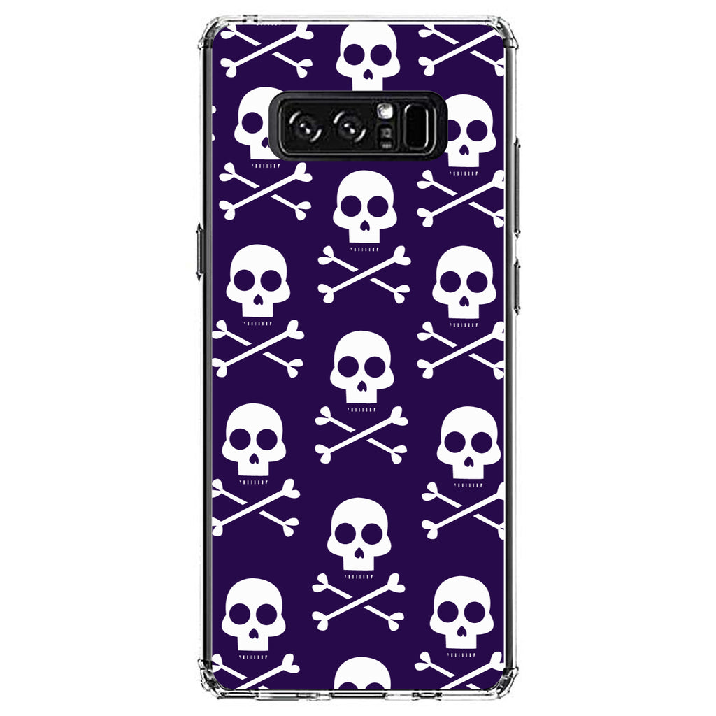Purple White Skulls Pattern Clear Shockproof iPhone Case, view 12