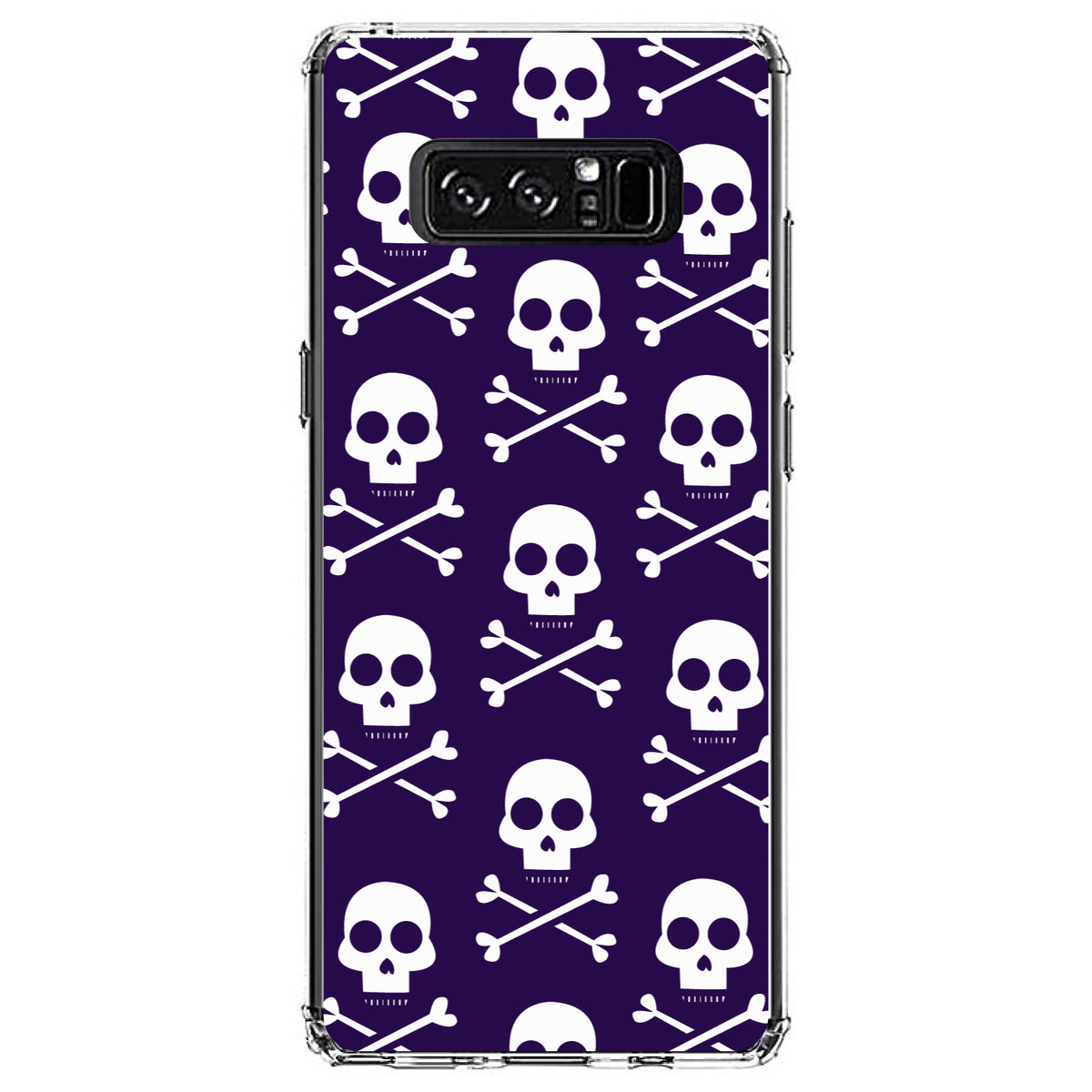 Purple White Skulls Pattern Clear Shockproof iPhone Case, view 12