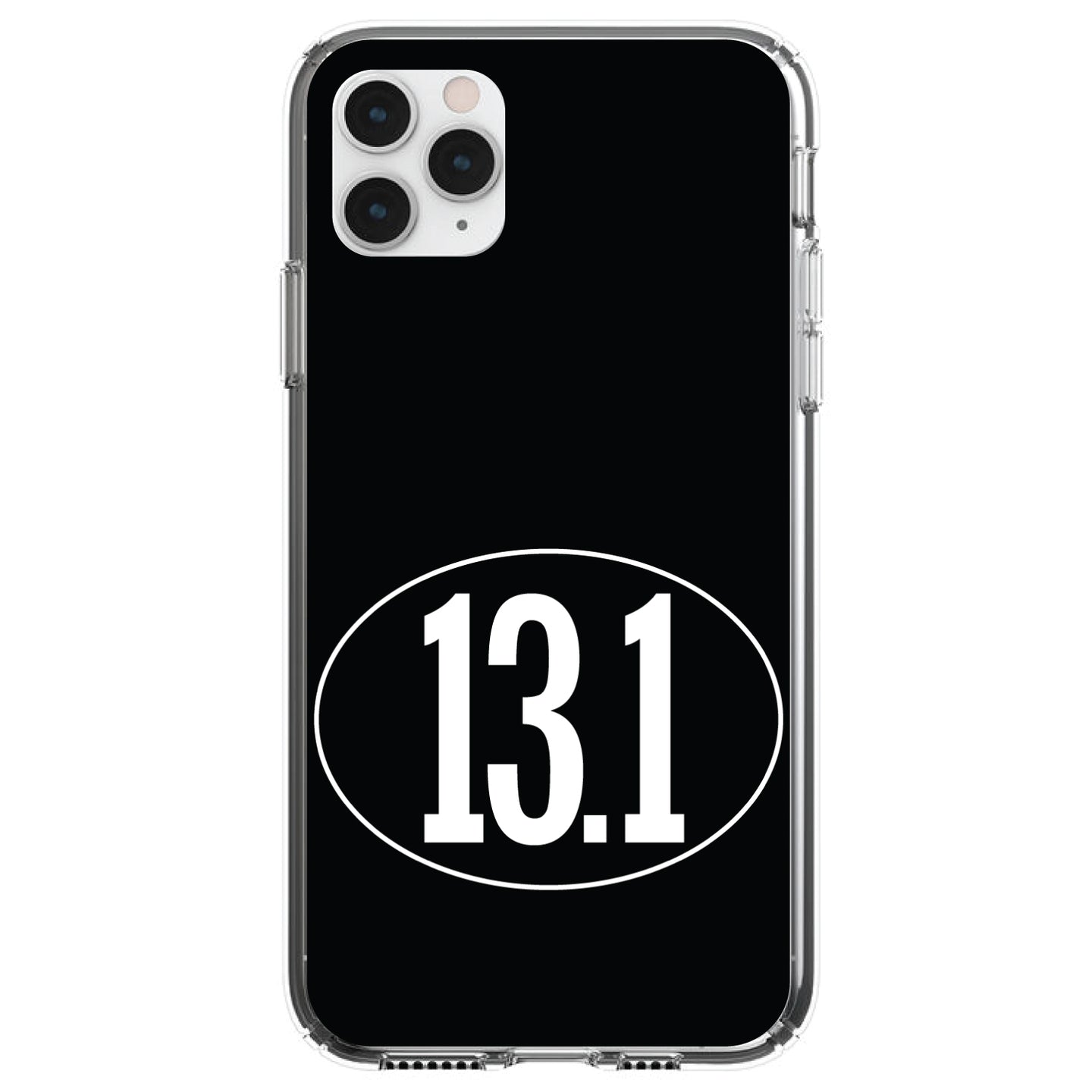 DistinctInk® Clear Shockproof Hybrid Case for Apple iPhone / Samsung Galaxy / Google Pixel - Black White 13.1 Half Marathon Run