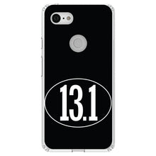 DistinctInk® Clear Shockproof Hybrid Case for Apple iPhone / Samsung Galaxy / Google Pixel - Black White 13.1 Half Marathon Run