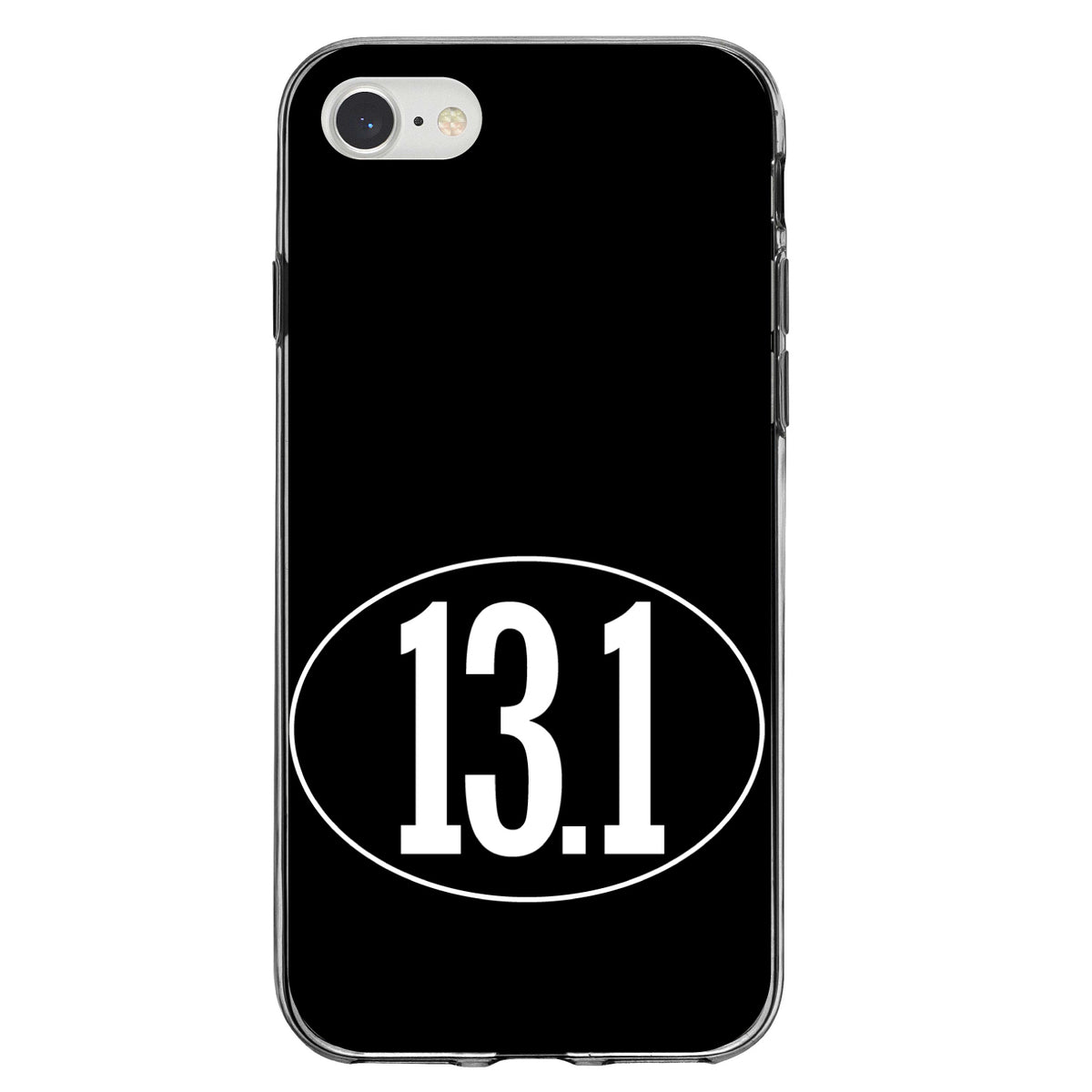 Black White 13.1 Half Marathon Run Clear Shockproof iPhone Case, view 5
