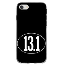 DistinctInk® Clear Shockproof Hybrid Case for Apple iPhone / Samsung Galaxy / Google Pixel - Black White 13.1 Half Marathon Run